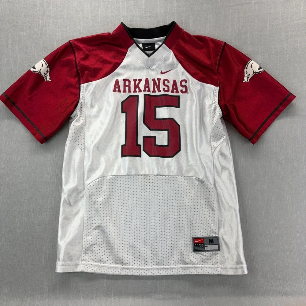 Nike Arkansas Razorbacks Jersey Youth Medium 12/14 #15 White Red Football